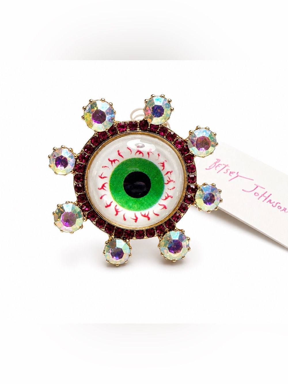 Betsey Johnson Green Eyeball Halloween Cocktail Ring